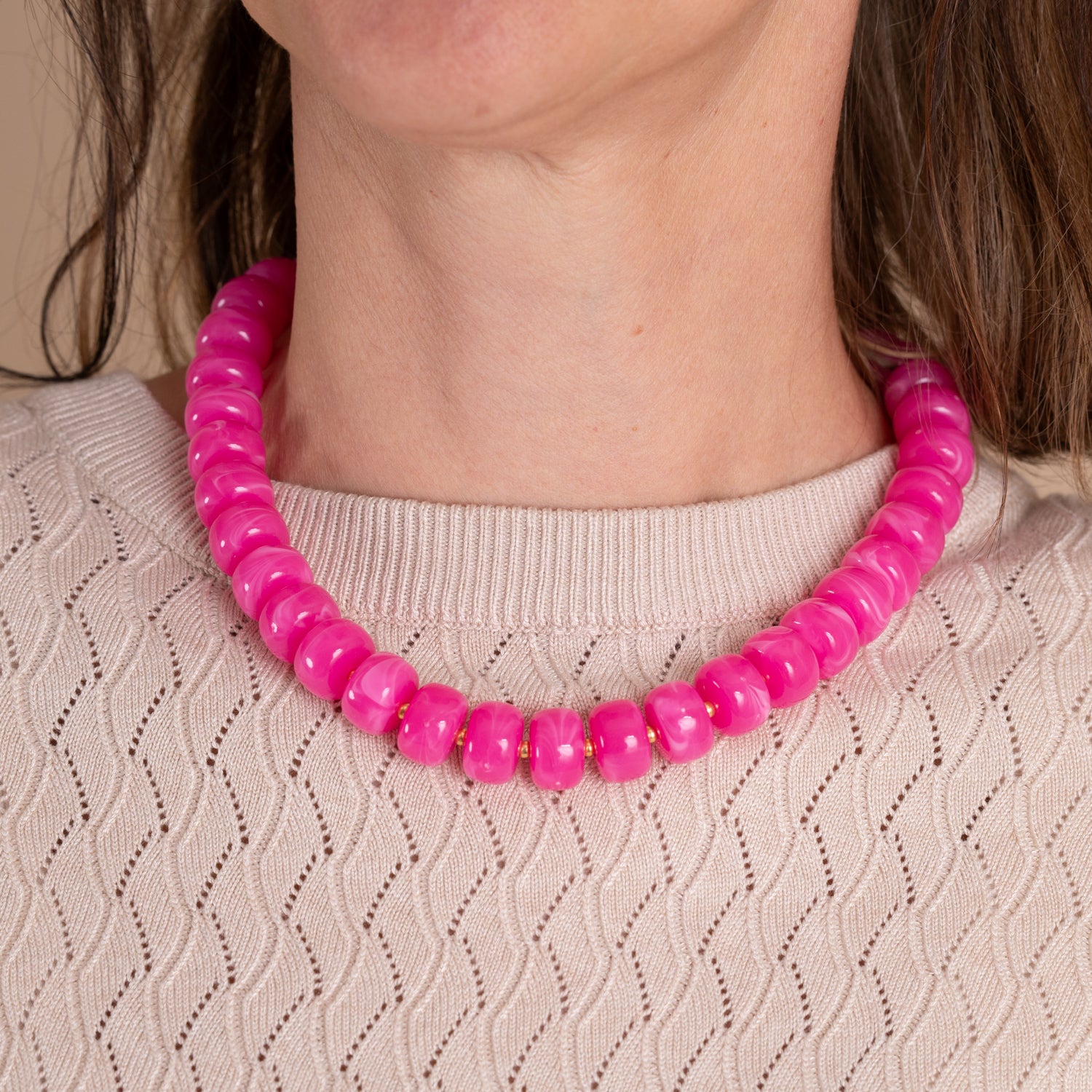 Necklace Beads Cobalt-Fuchsia-Green
