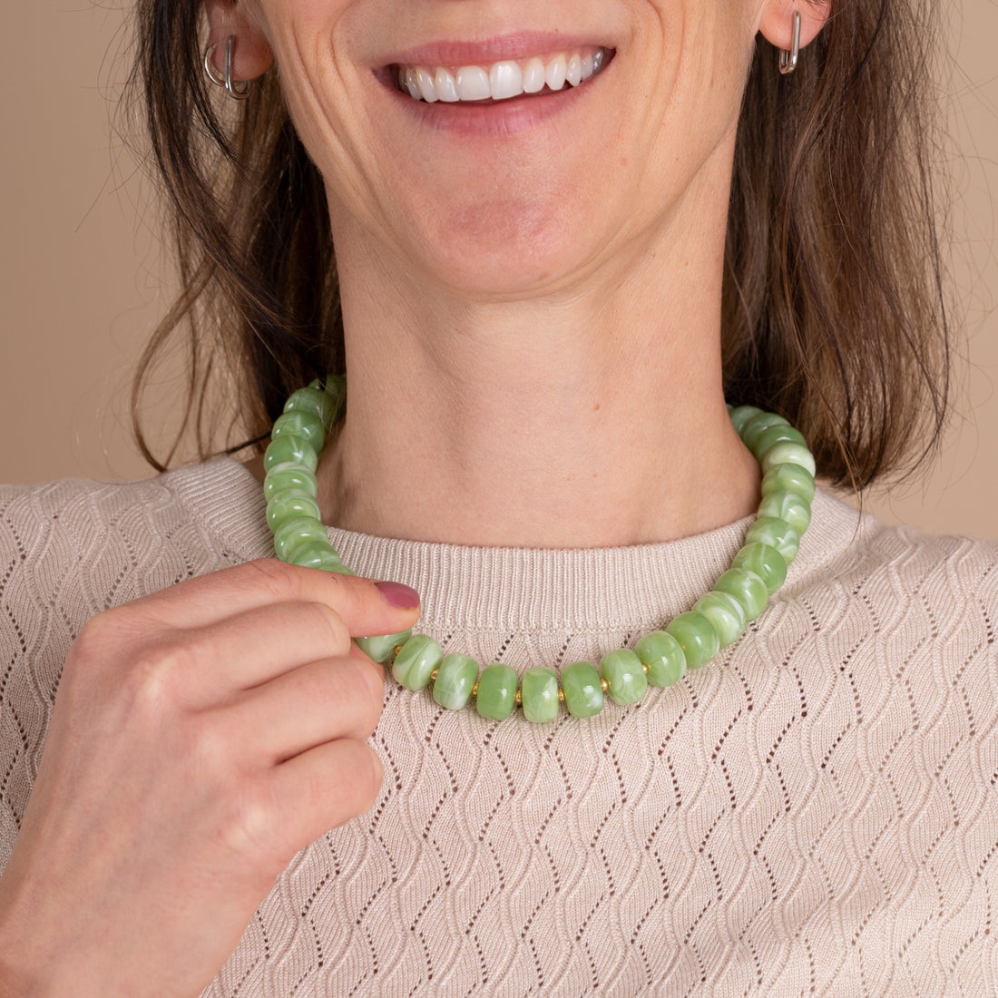 Necklace Beads Cobalt-Fuchsia-Green