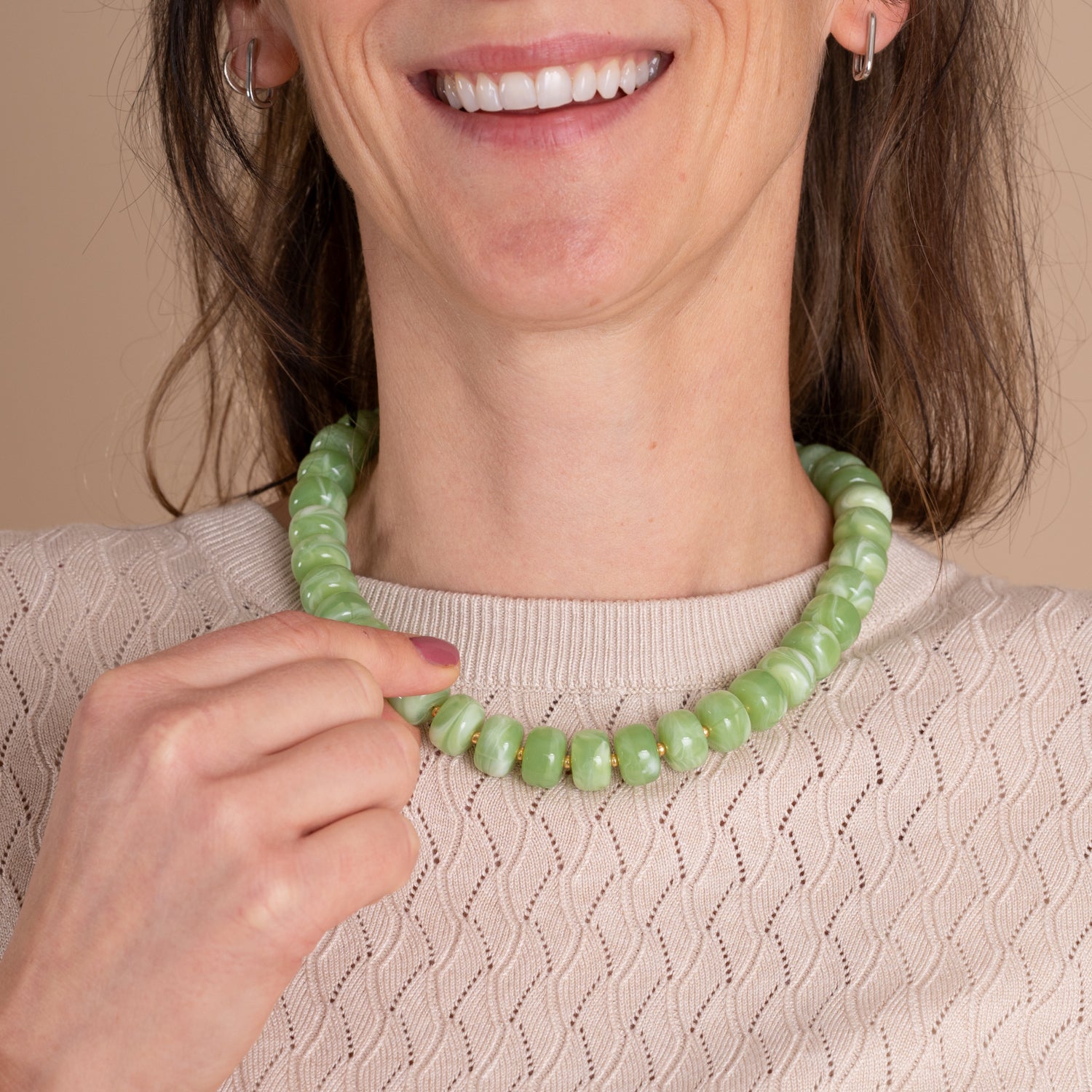 Necklace Beads Cobalt-Fuchsia-Green