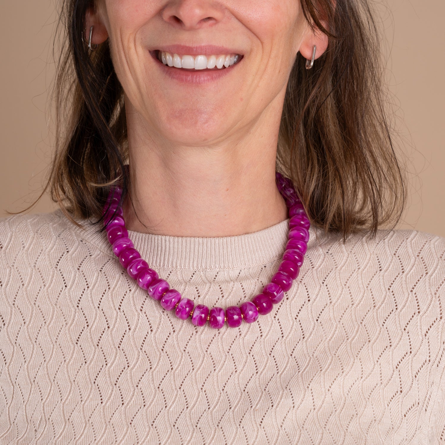 Necklace Beads Cobalt-Fuchsia-Green