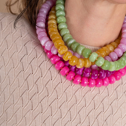 Necklace Beads Cobalt-Fuchsia-Green