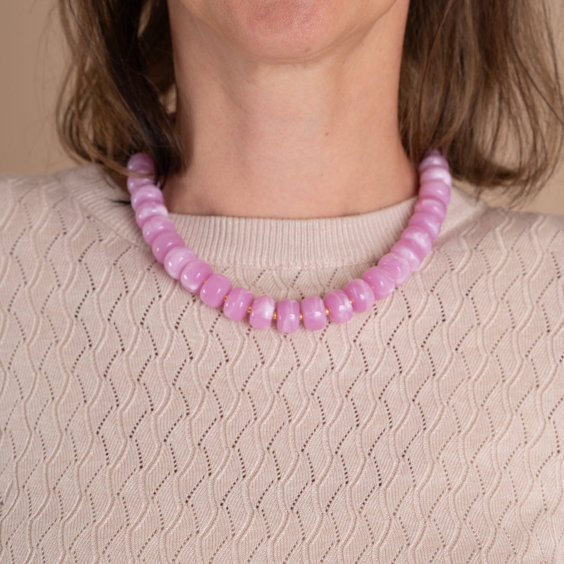 Necklace Beads Cobalt-Fuchsia-Green