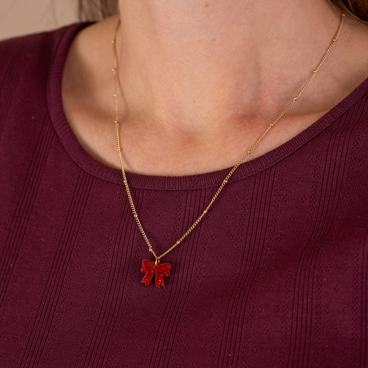 Ketting Lume Charms Glitter | Strikje - Red