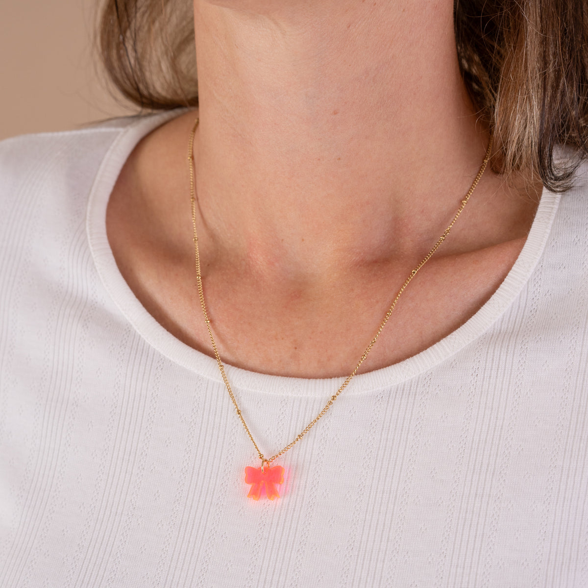 Ketting Lume Charms | Strikje - Neon Pink