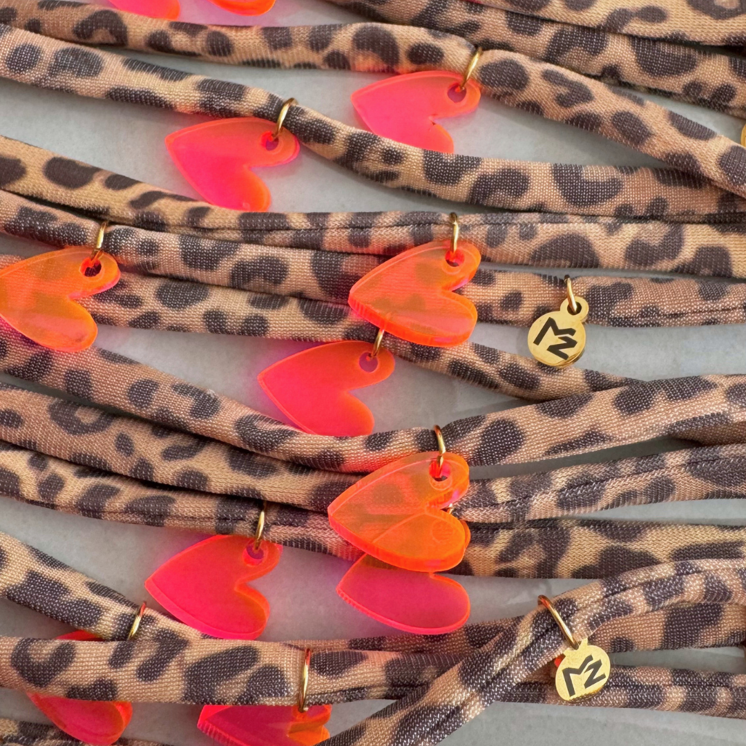 Armband  Lume Charms Panter | Hart - Neon Pink