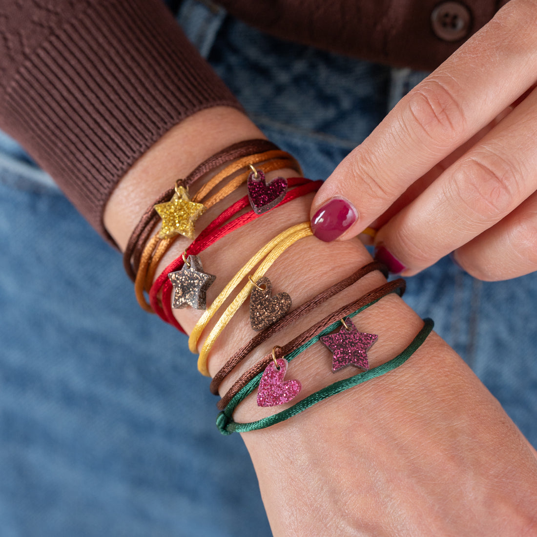 Armband  Lume Charms Glitter | Heart - Wine
