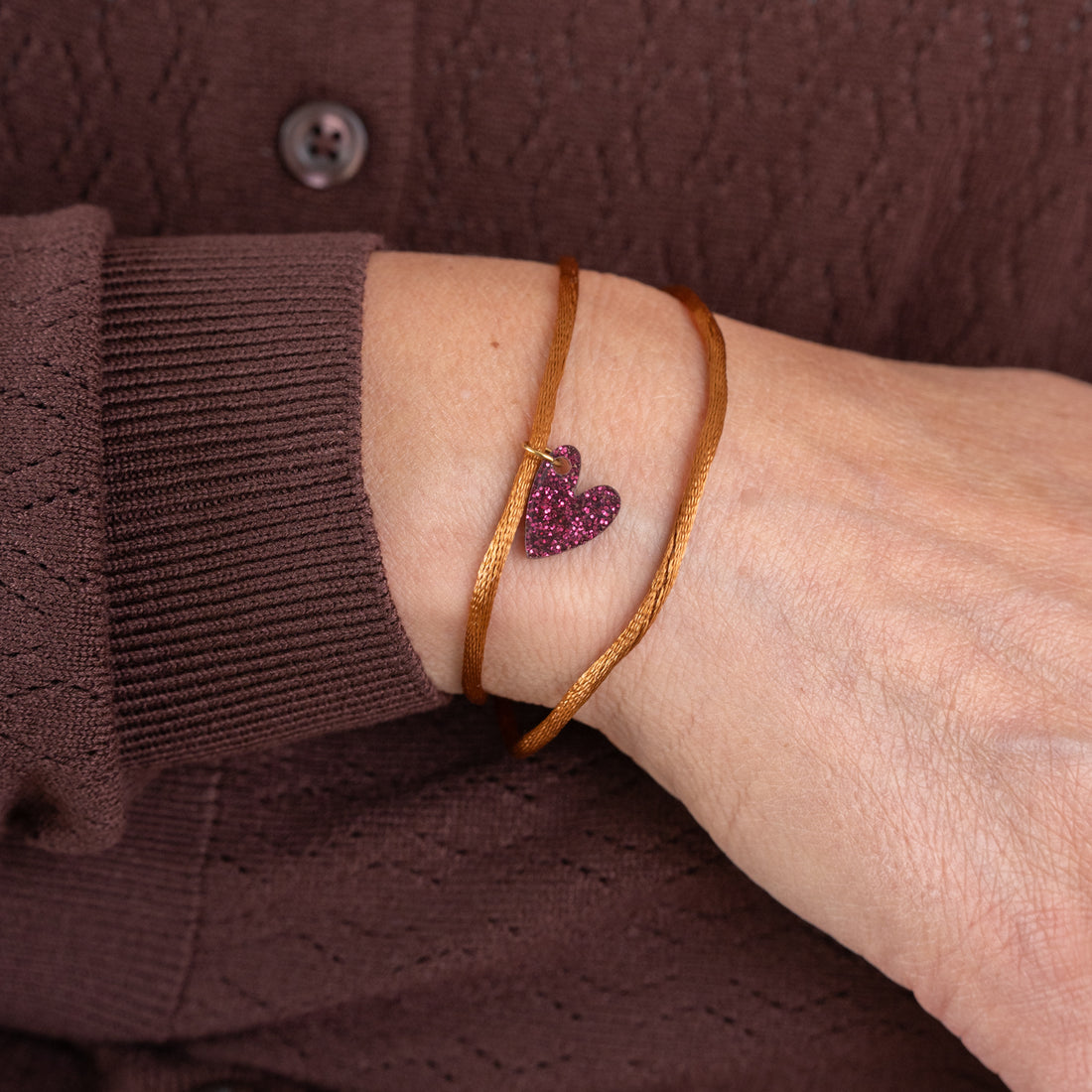 Armband  Lume Charms Glitter | Heart - Wine