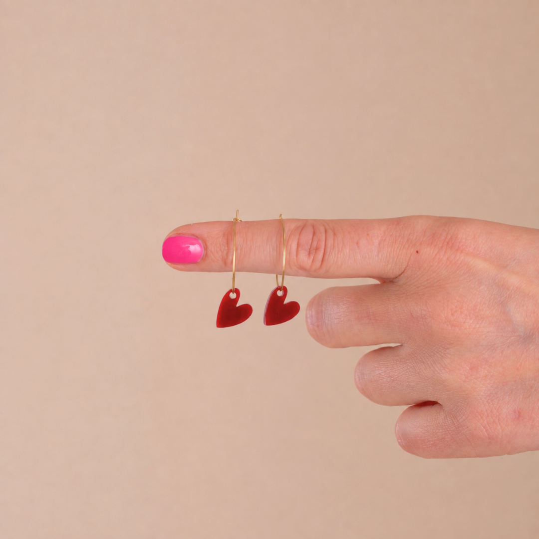 Oorbellen Hoops Lume Charms | Heart Burgundy