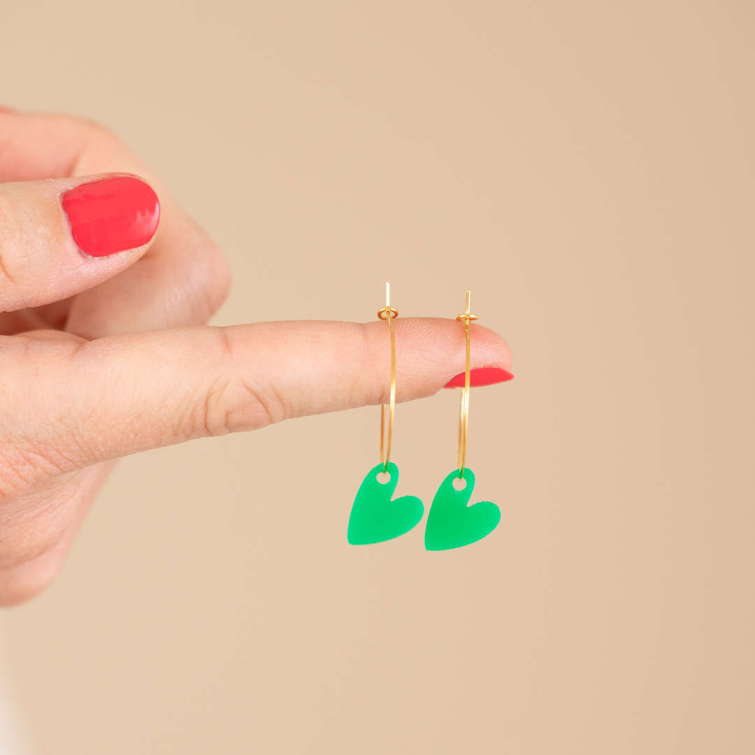 Oorbellen Hoops Lume Charms | Heart Groen
