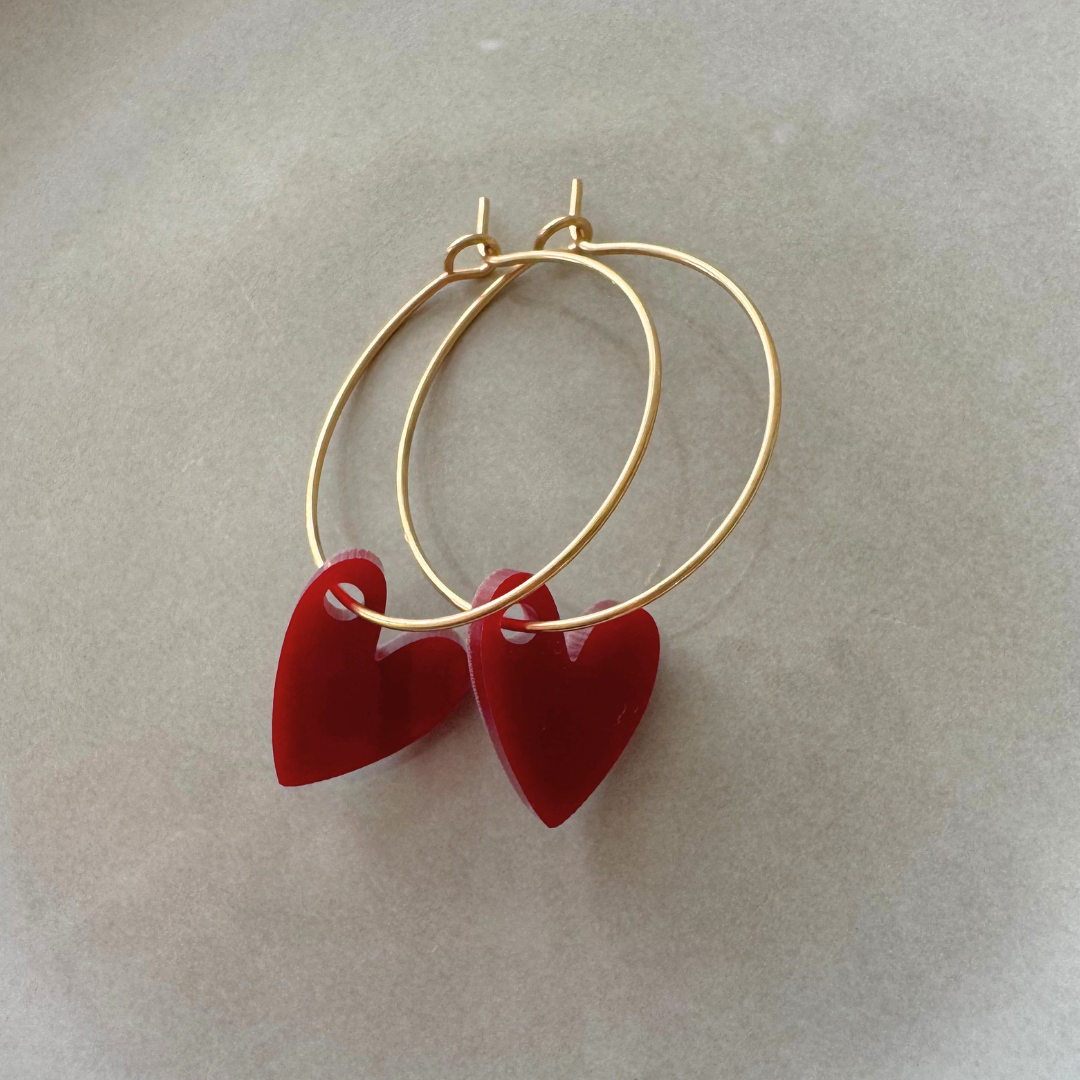 Oorbellen Hoops Lume Charms | Heart Burgundy