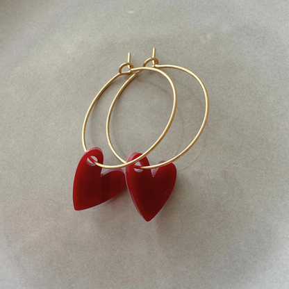 Oorbellen Hoops Lume Charms | Heart Burgundy