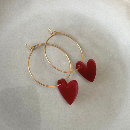 Oorbellen Hoops Lume Charms | Heart Burgundy