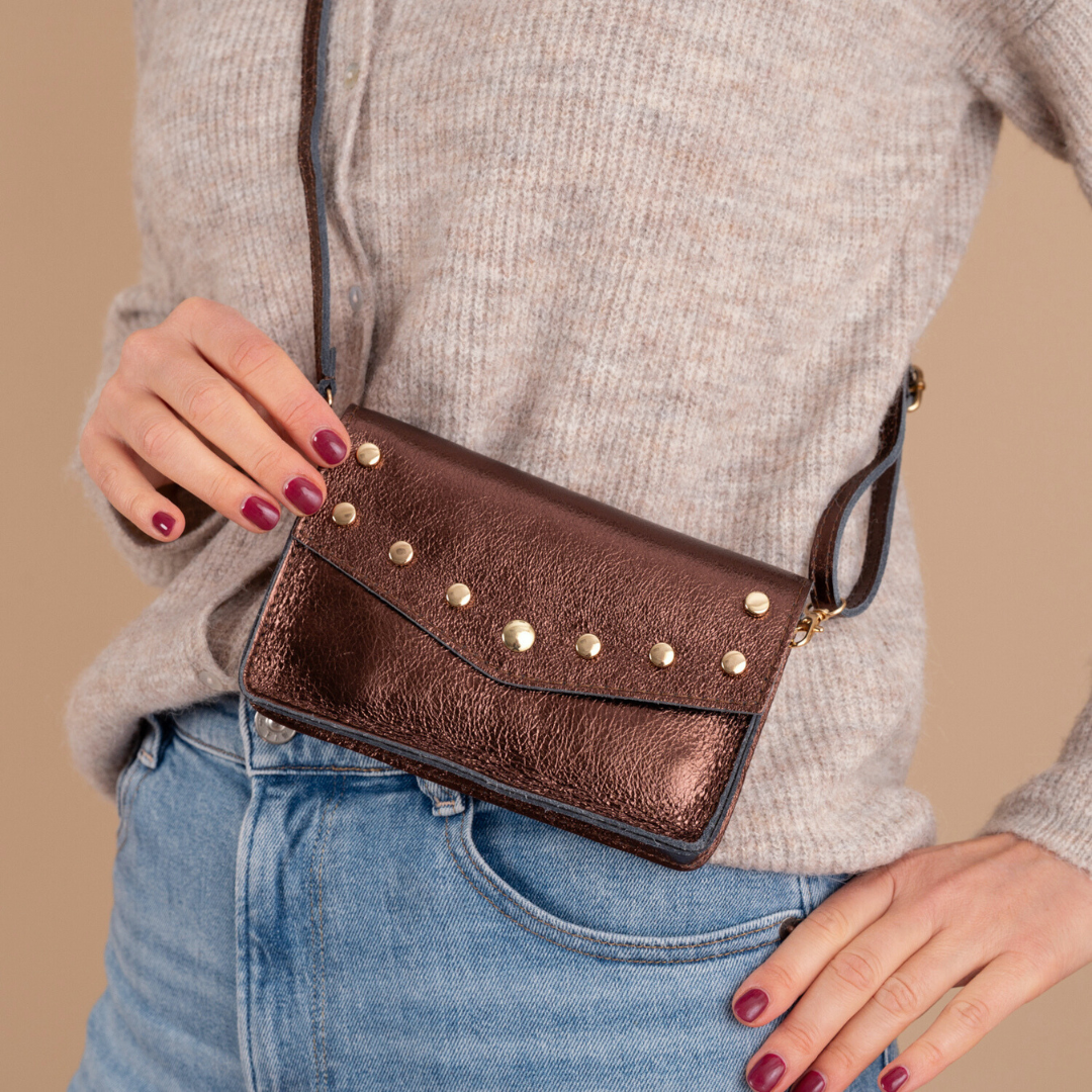 Schoudertas Lyfke | Metallic Bruin