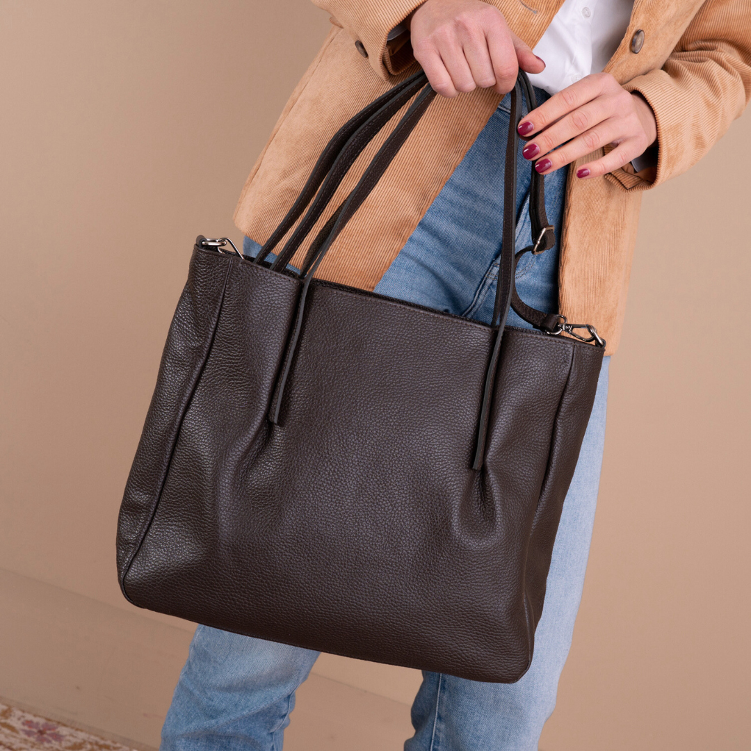 Leder Shopper Mette | Donkerbruin