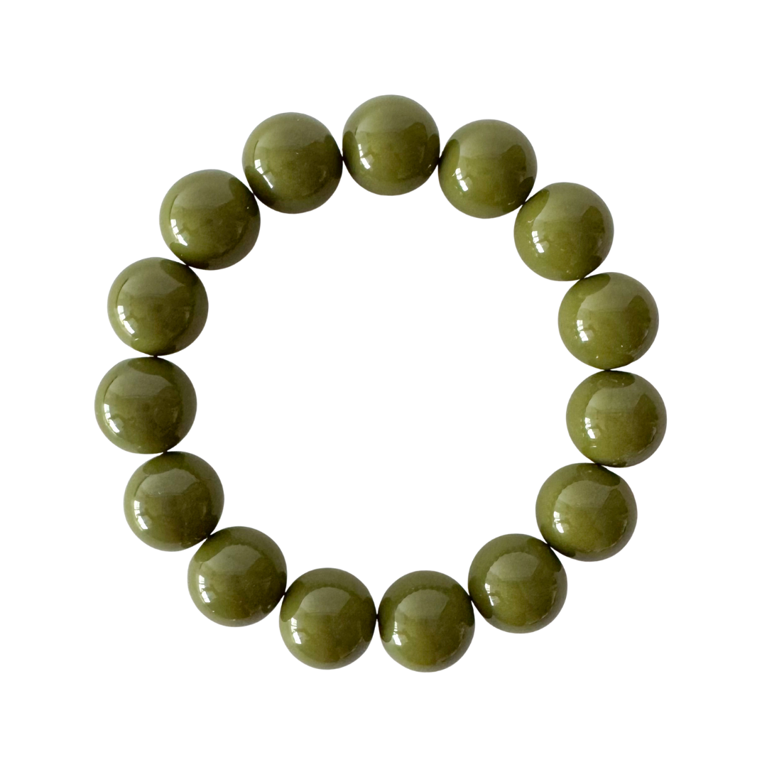 Bold Beads Armband | Olive - 14 mm