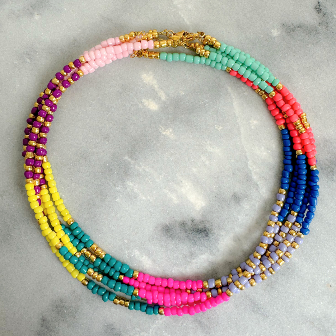 Ketting Rocailles | Multi Color Goud