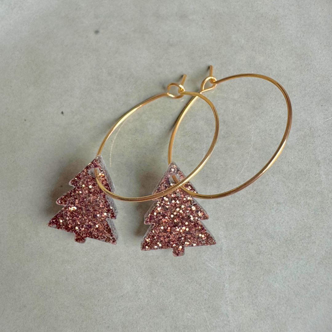 Oorbellen Hoops Lume Charms Glitter | Christmas Tree Chocolate