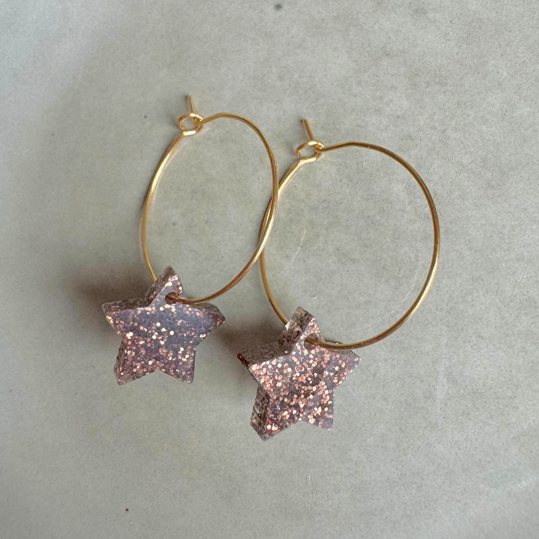 Oorbellen Hoops Lume Charms Glitter | Ster Chocolate