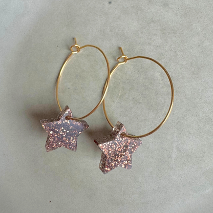 Oorbellen Hoops Lume Charms Glitter | Ster Chocolate