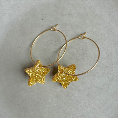 Oorbellen Hoops Lume Charms Glitter | Ster Goud