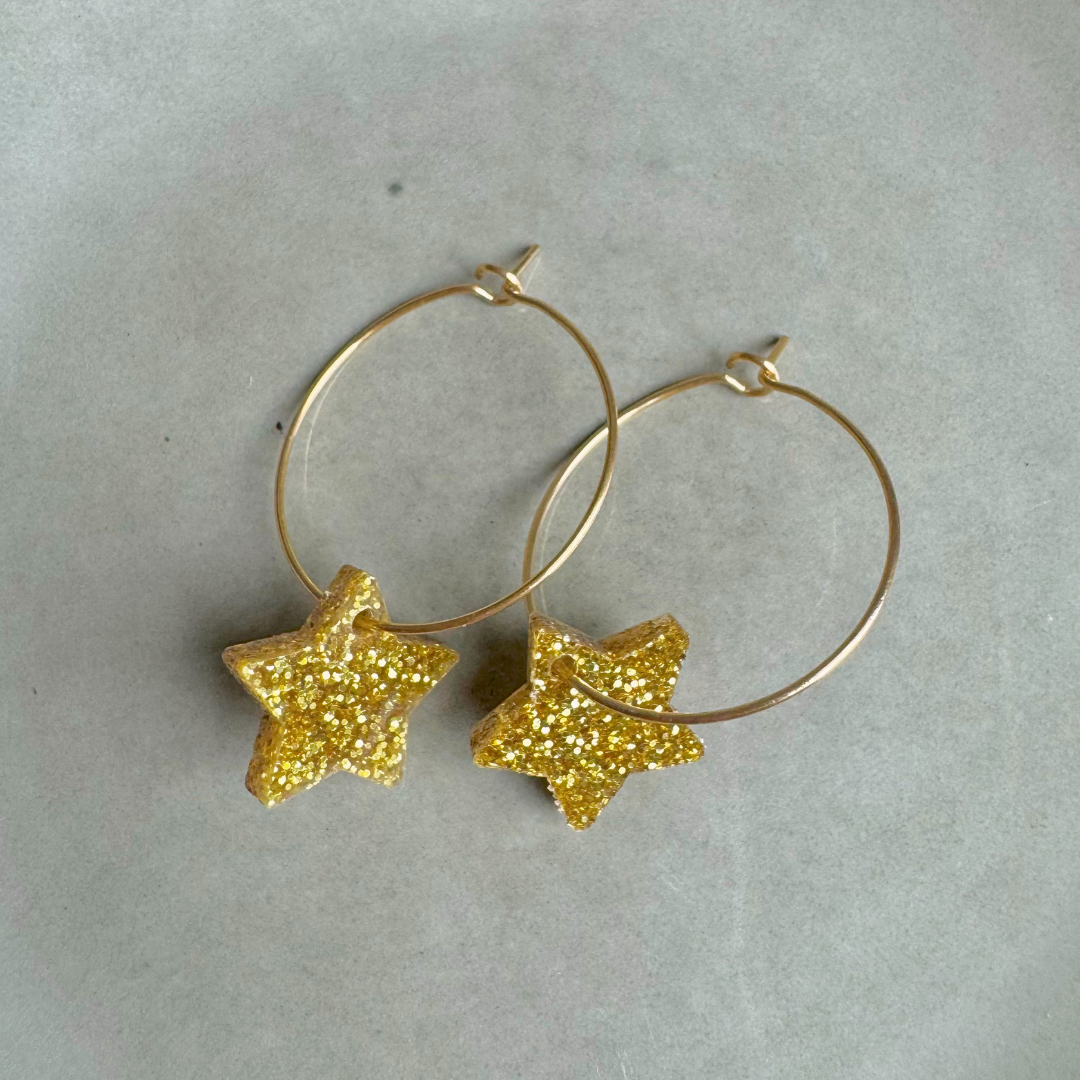 Oorbellen Hoops Lume Charms Glitter | Ster Goud