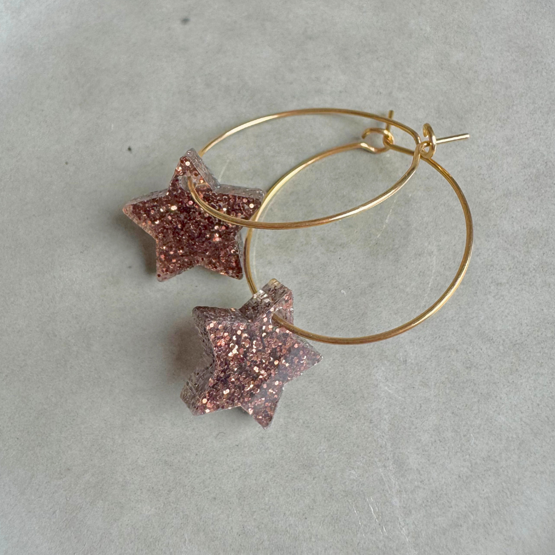 Oorbellen Hoops Lume Charms Glitter | Ster Chocolate