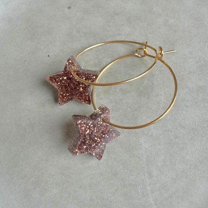 Oorbellen Hoops Lume Charms Glitter | Ster Chocolate