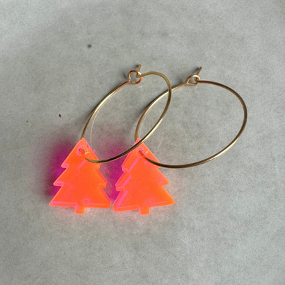 Oorbellen Hoops Lume Charms | Christmas Tree Neon Pink