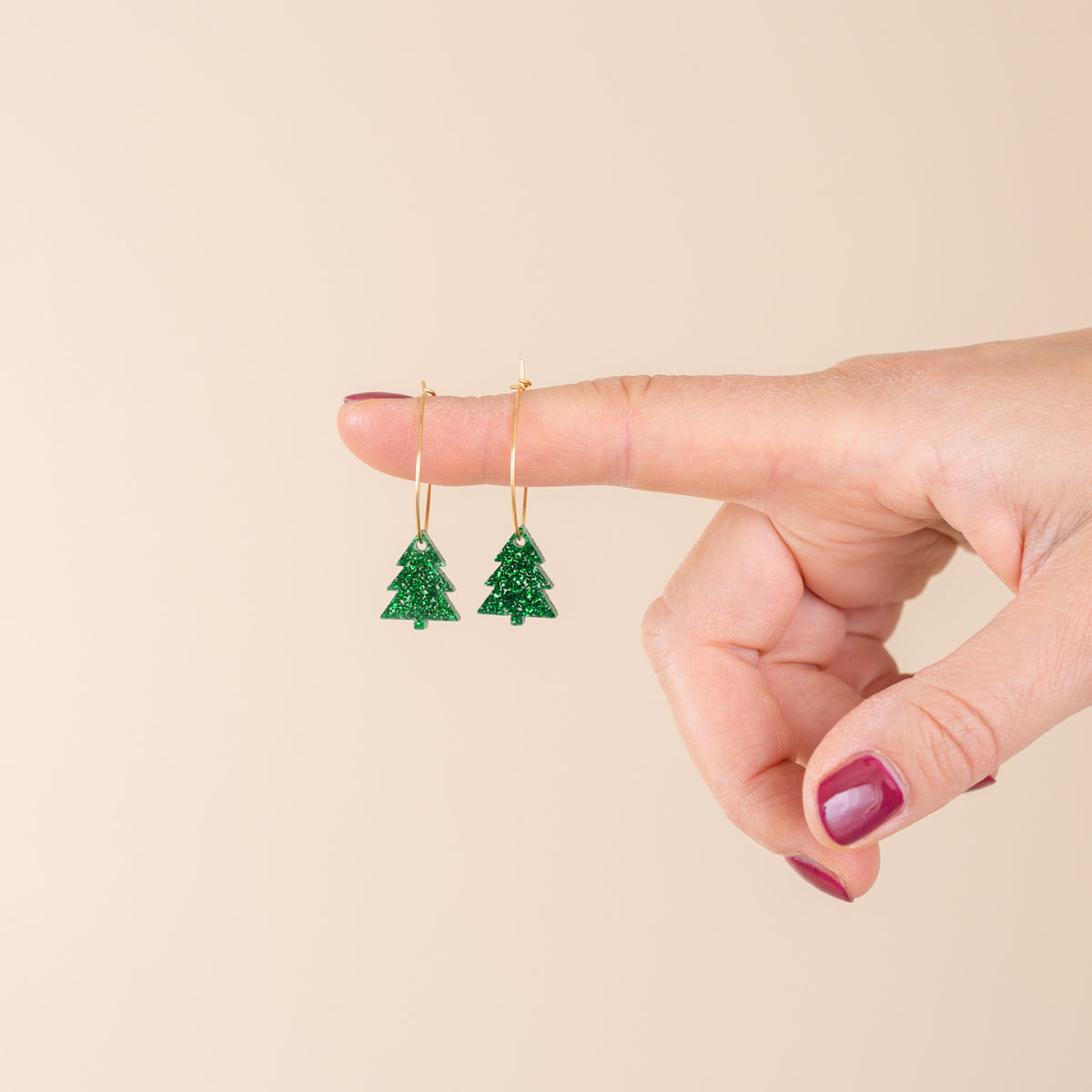Oorbellen Hoops Lume Charms Glitter | Christmas Tree Green