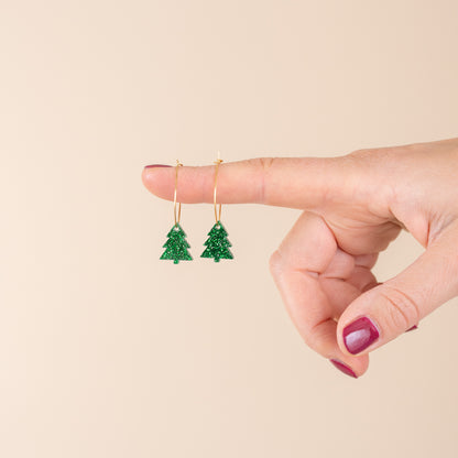Oorbellen Hoops Lume Charms Glitter | Christmas Tree Green