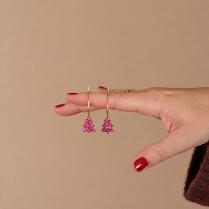 Oorbellen Hoops Lume Charms Glitter | Christmas Tree Magenta