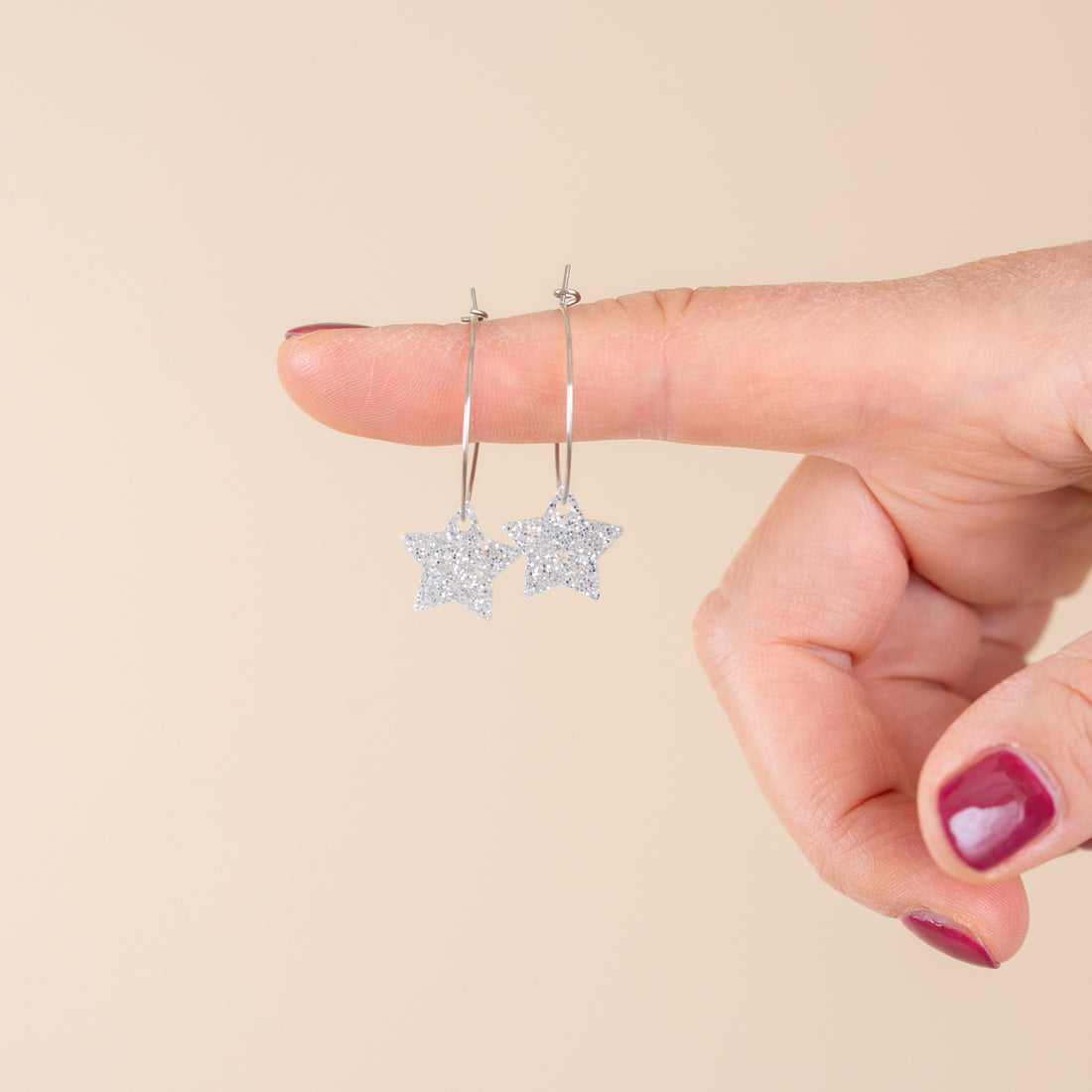 Oorbellen Hoops Lume Charms Glitter | Ster Zilver