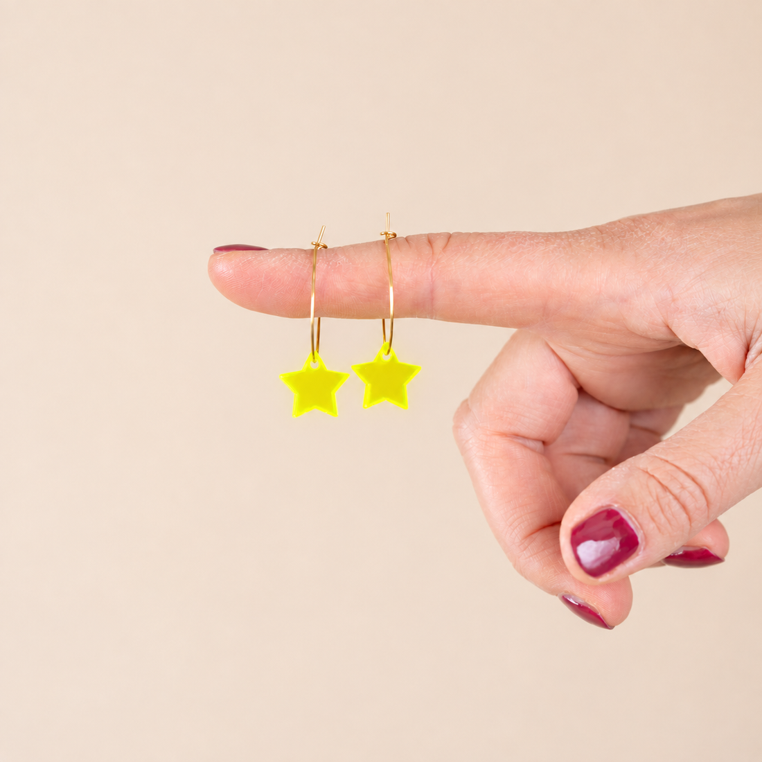 Oorbellen Hoops Lume Charms | Ster Neon Yellow