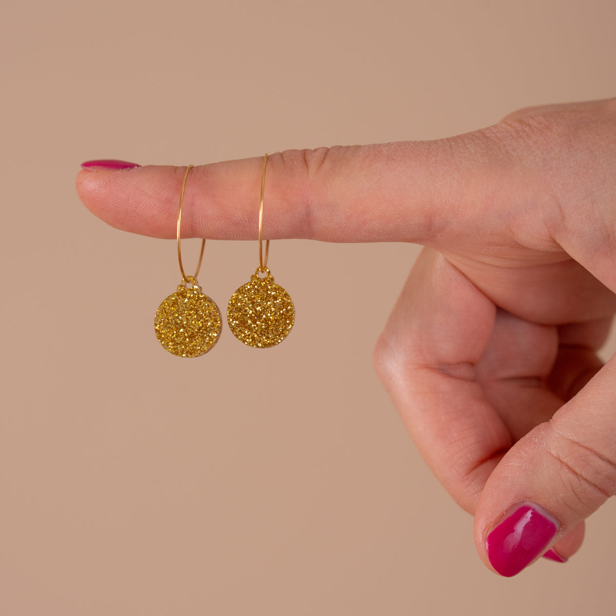 Oorbellen Hoops Lume Charms Glitter | Kerstbal Gold