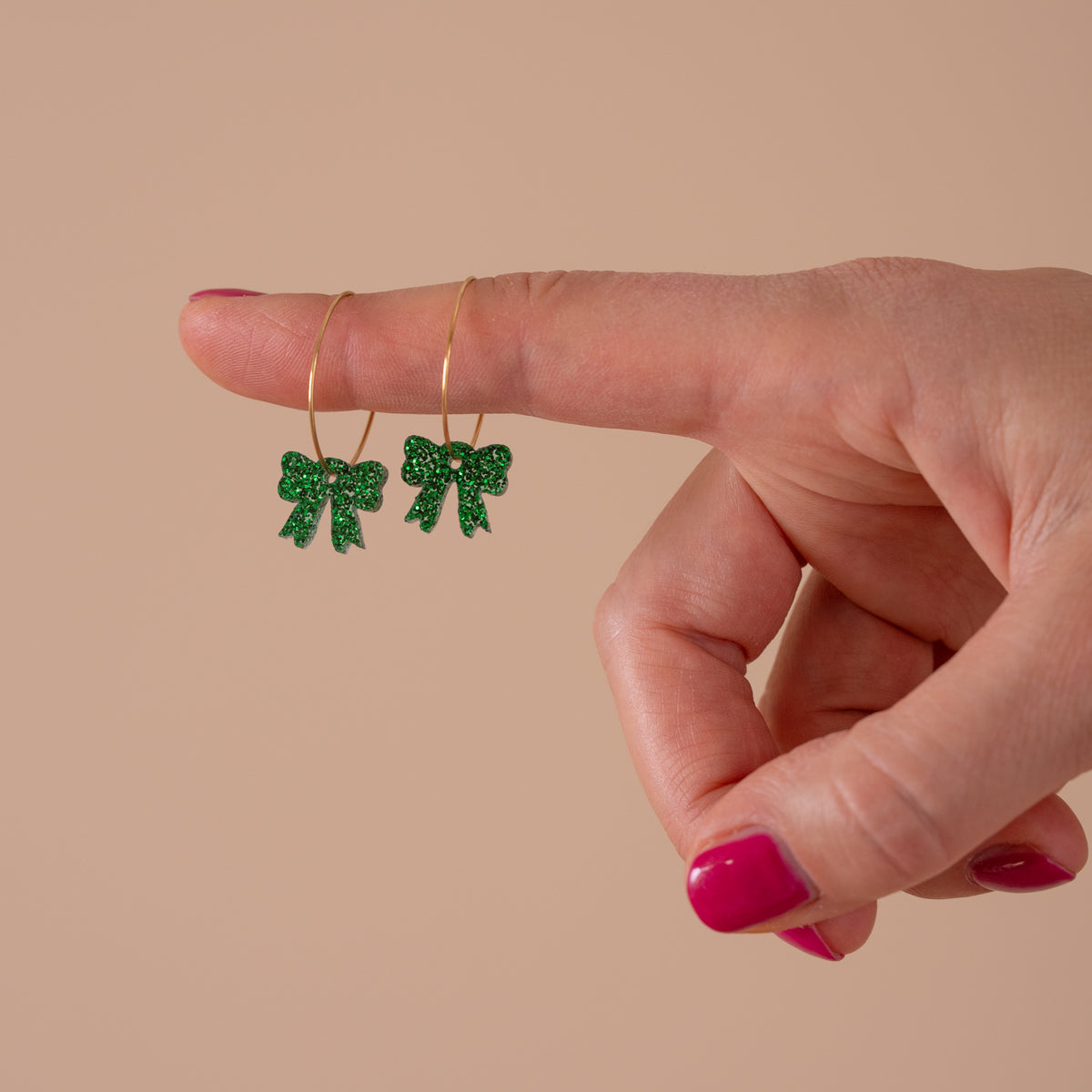 Oorbellen Hoops Lume Charms Glitter | Strikje - Green