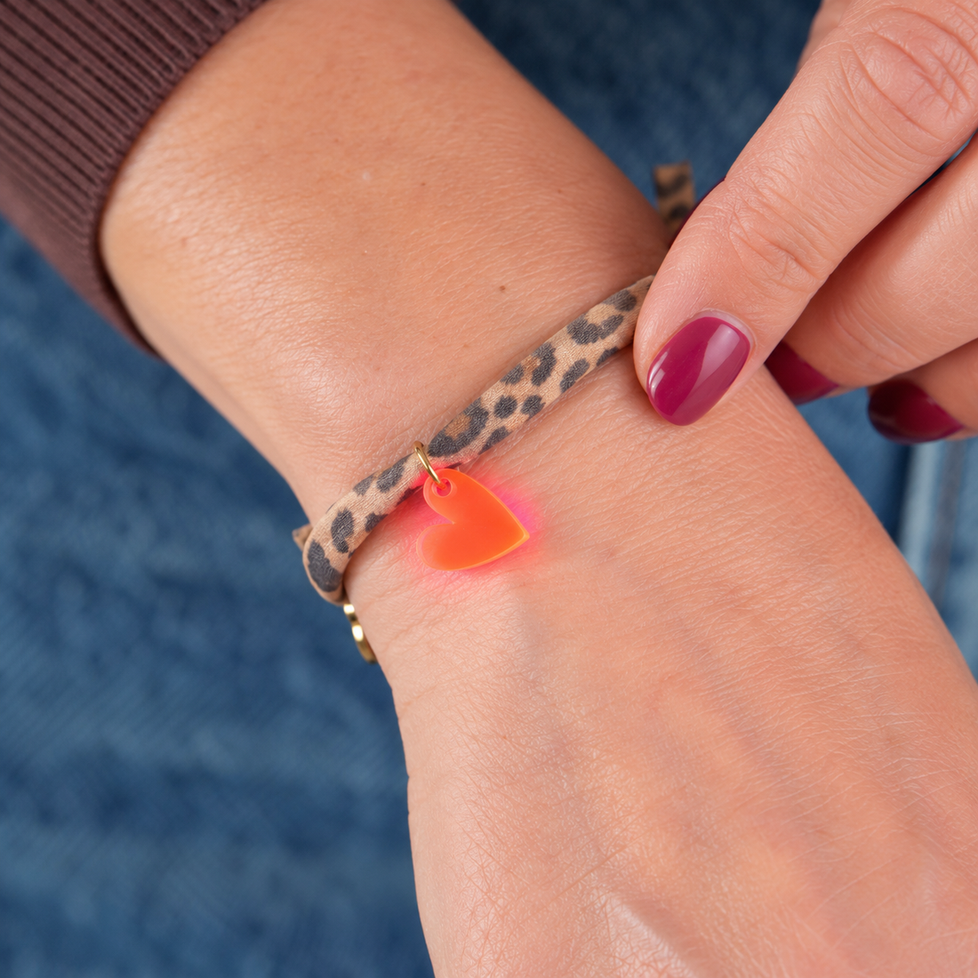Armband  Lume Charms Panter | Hart - Neon Pink