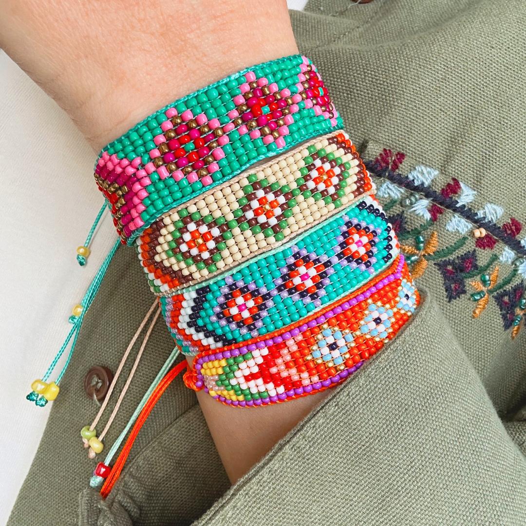 Armband Schuifknoop | Turquoise - Fuchsia