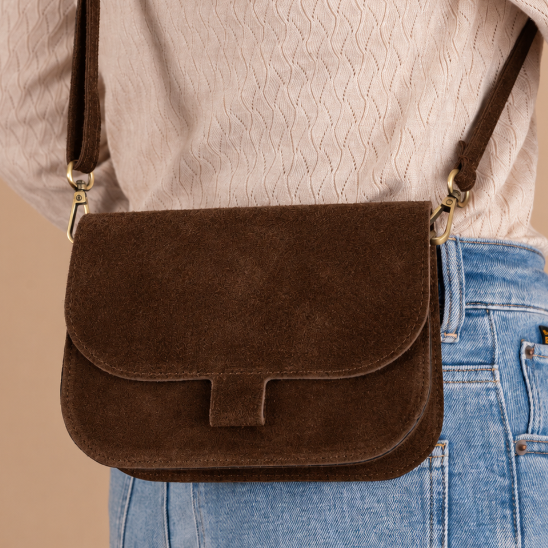 Schoudertas Rimke Suède | Donkerbruin