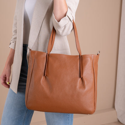 Leder Shopper Mette | Camel