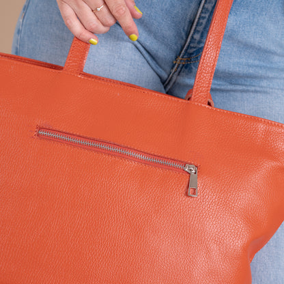 Leder Shopper Diede | Papaya