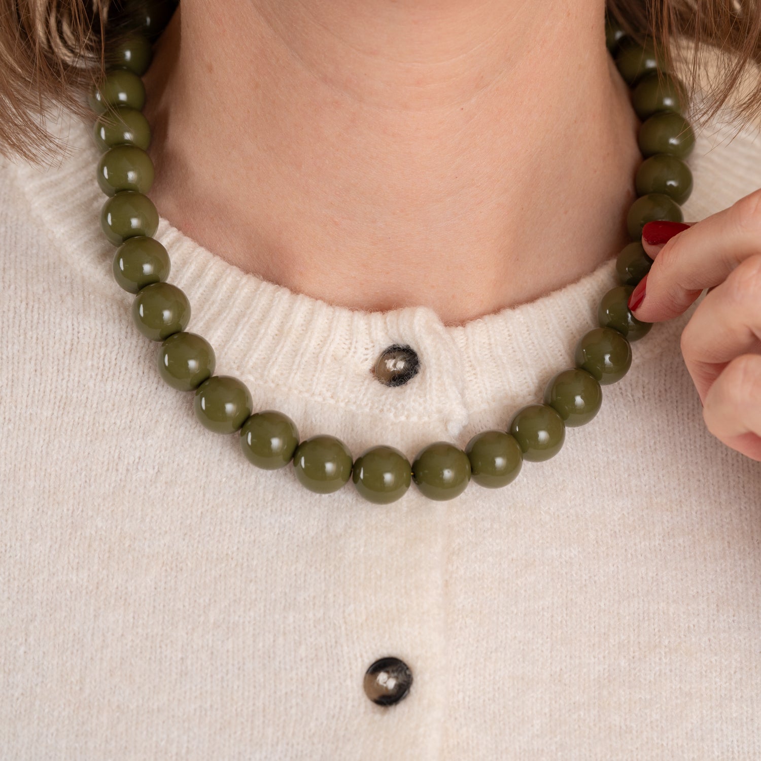 Bold Beads Ketting | Olive - 14 mm