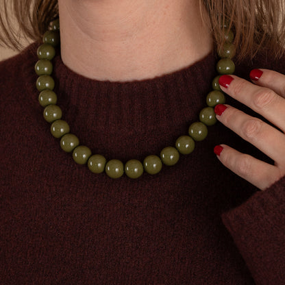 Bold Beads Ketting | Olive - 14 mm