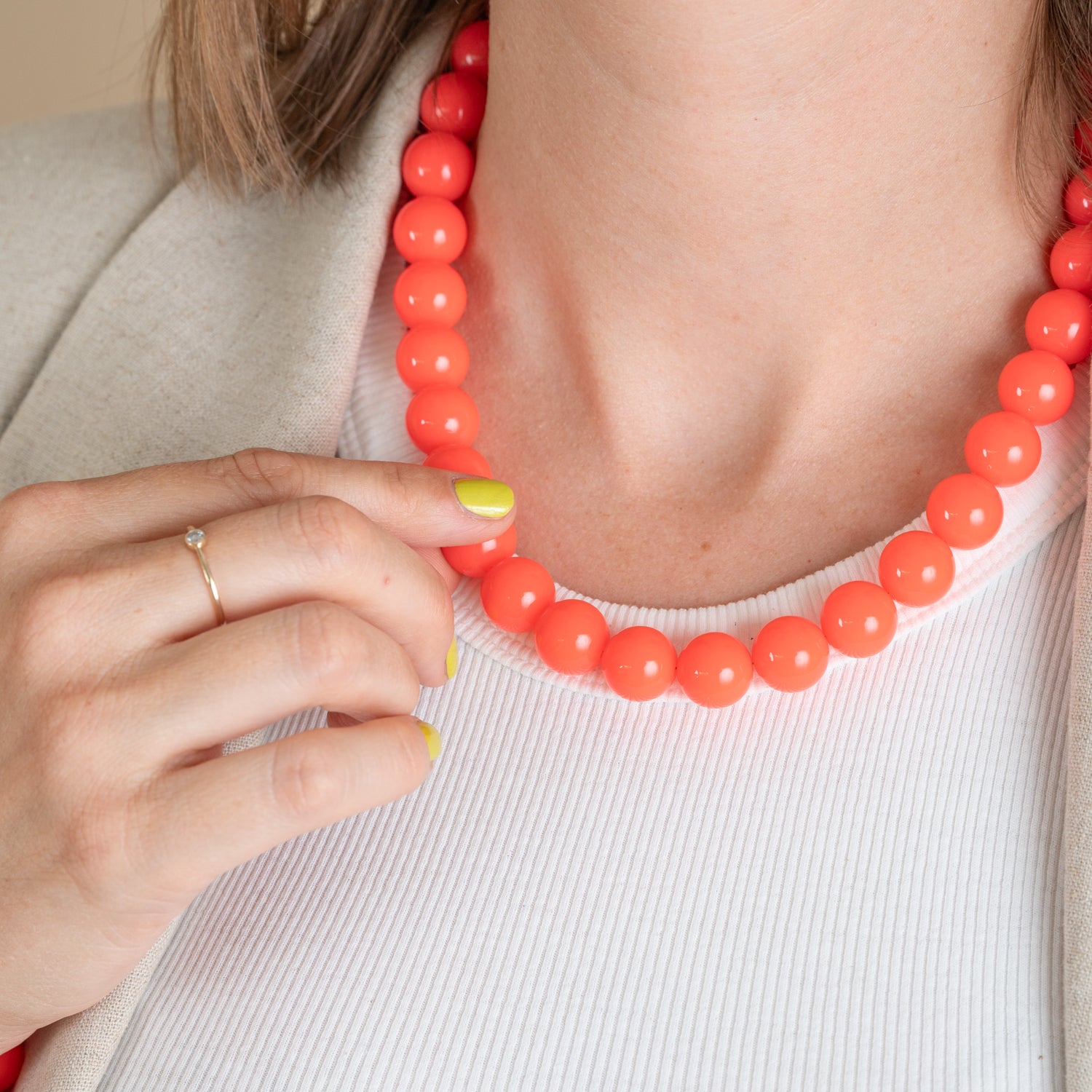 Bold Beads Ketting | Neon Coral - 14 mm
