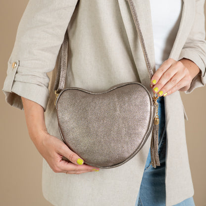 Heart Bag Maite | Taupe Metallic