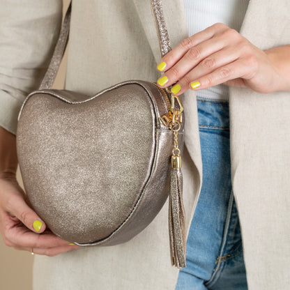 Heart Bag Maite | Taupe Metallic