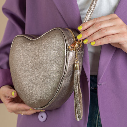 Heart Bag Maite | Taupe Metallic