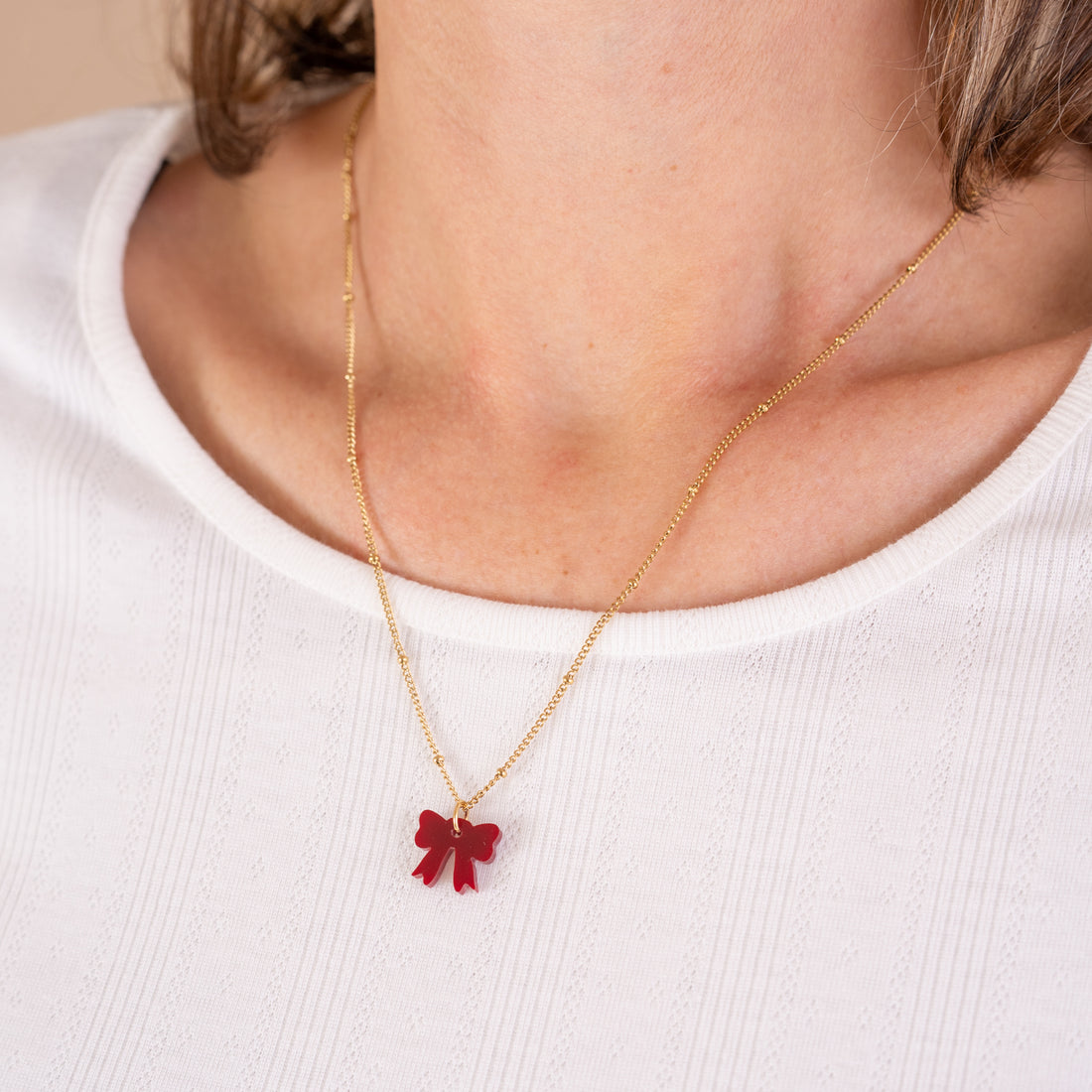 Ketting Lume Charms | Strikje - Burgundy