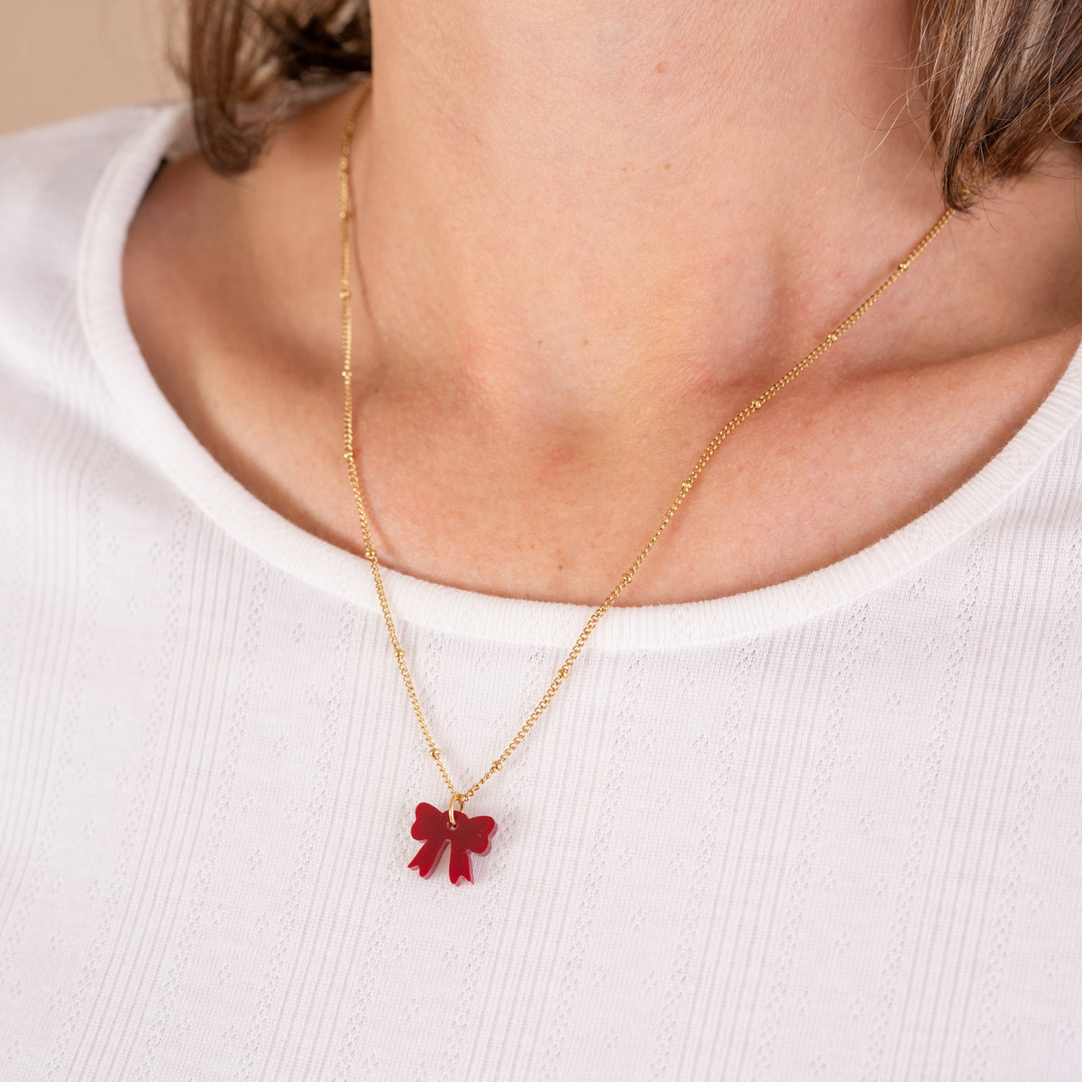 Ketting Lume Charms | Strikje - Burgundy