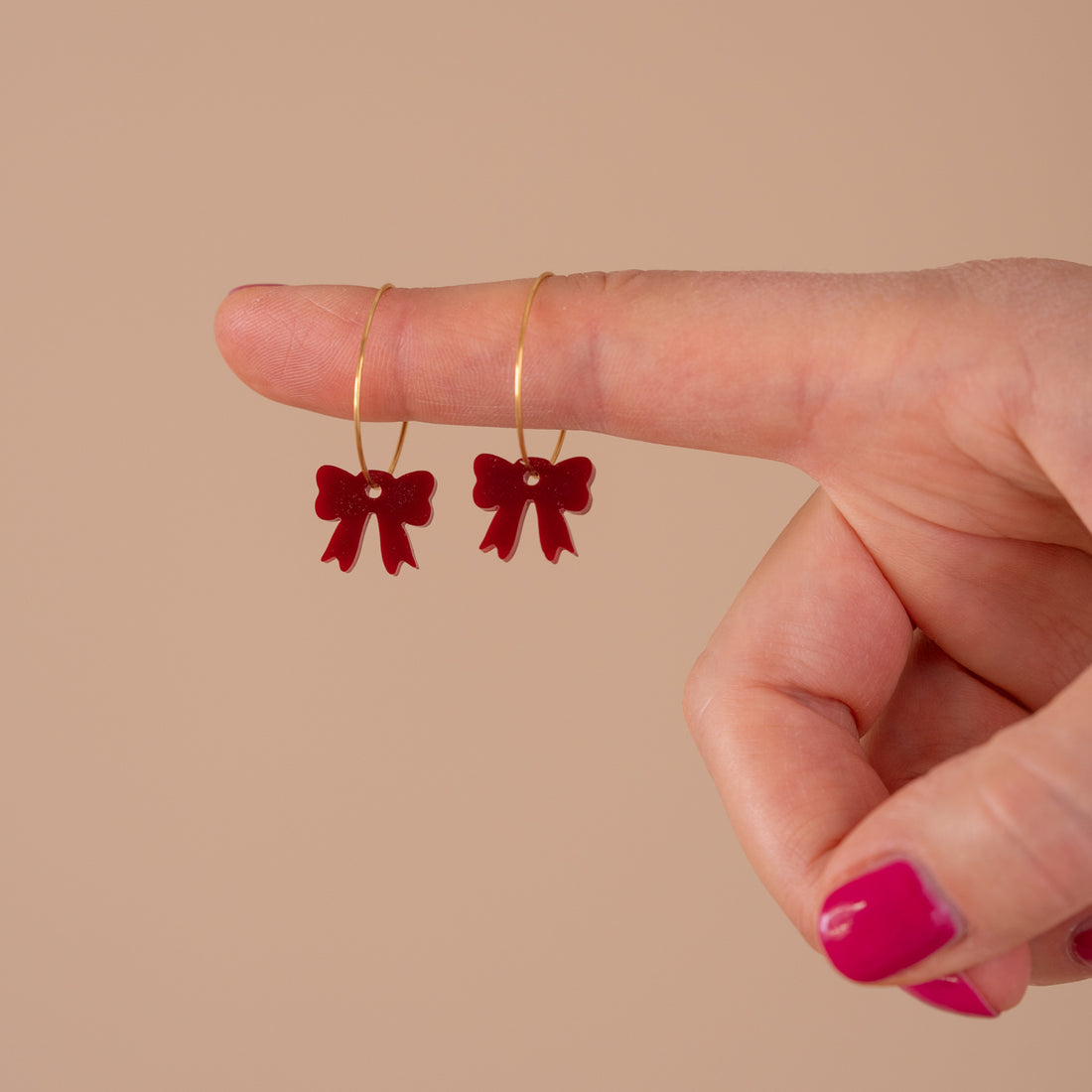 Oorbellen Hoops Lume Charms | Strikje - Burgundy