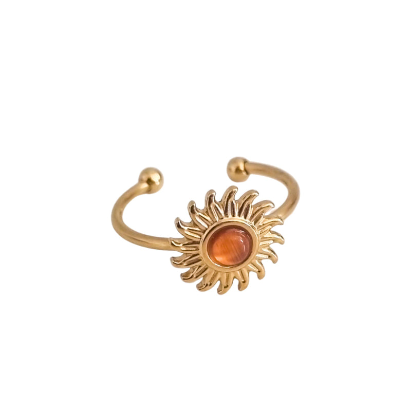 Ring Sun 01 | Natural stone | Gold